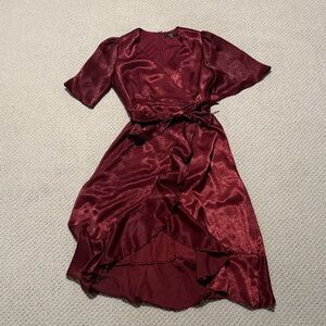 Lulu's Deep Red High Low Wrap Dress